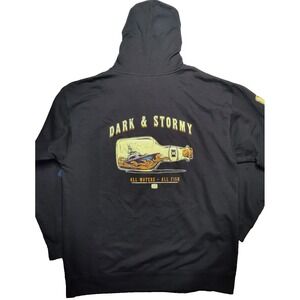 AVID Dark & Stormy Ship in A Bottle Men 2XL Black Fleece‎ Pullover Hoodie NEW